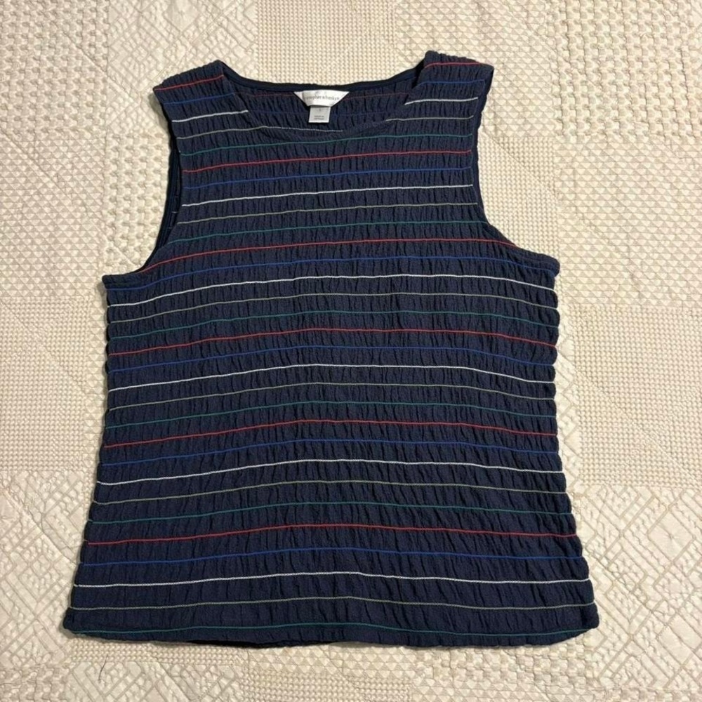 Coquette Navy Blue Colorful Striped Tank